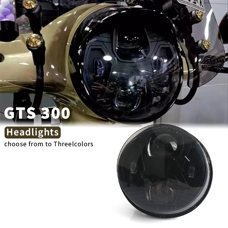 Model Kit Vespa - ベスパ用ラウンドLEDヘッドライトキット,黒とクロム,オートバイアクセサリー,新品,gts300,gts 300,gts300