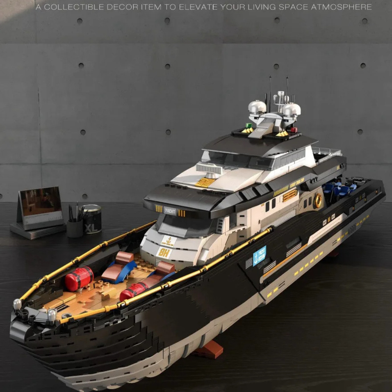 Model Kit Yacht - Reobrix 66103 ジャイアントラグジュアリーヨット船 高難易度組み立て 小粒子ビルディングブロックおもちゃモデル